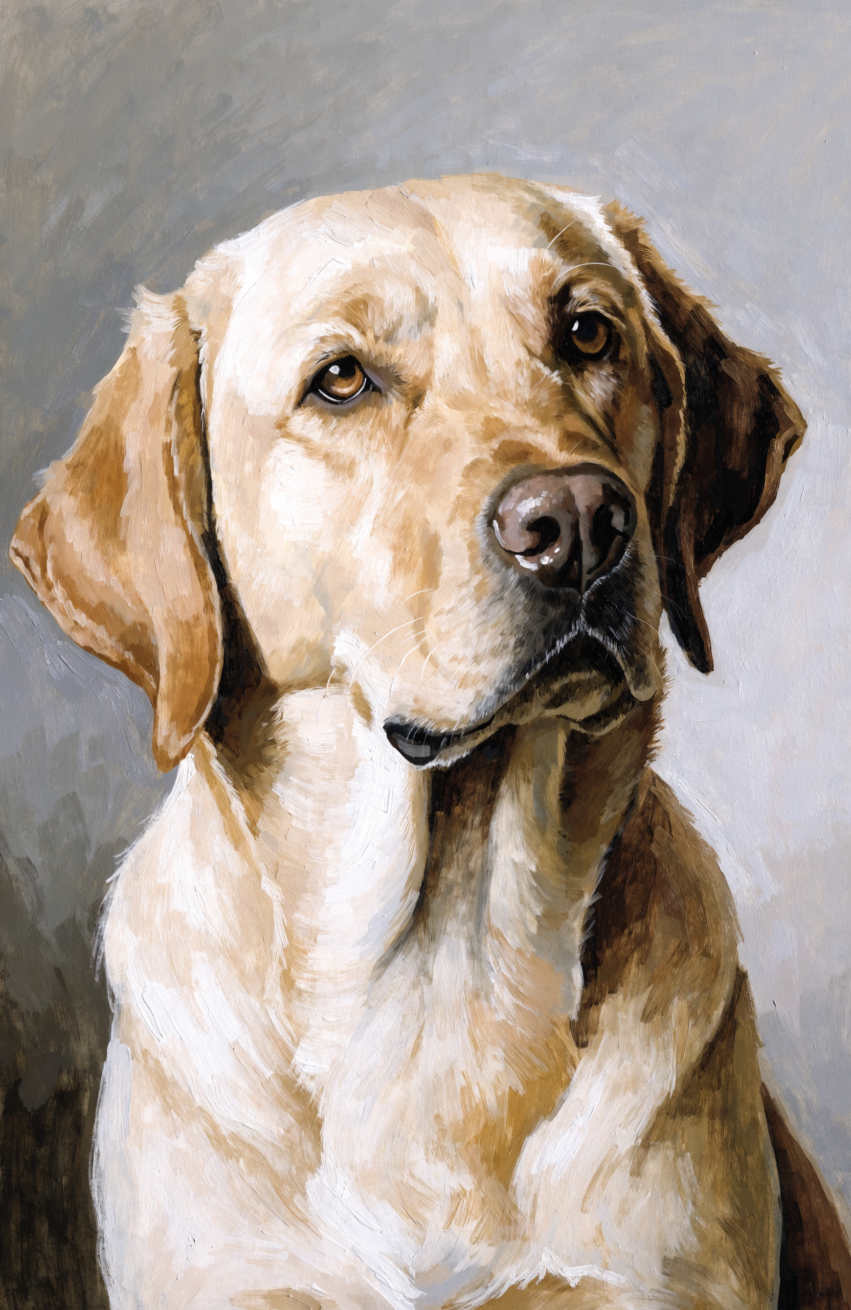 Beispiel-Portrait: Labrador als gemalte Illustration auf Leinwand — dein Hund wird nach deinem Foto gezeichnet