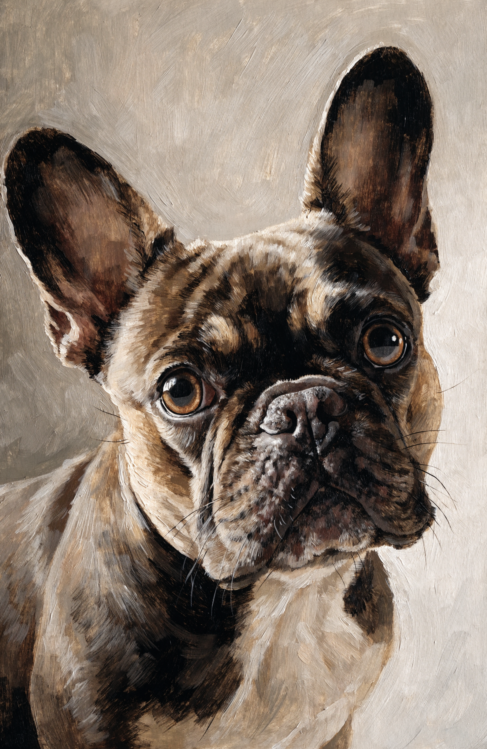 Beispiel-Portrait im Pfotengalerie-Stil — dein Tier wird nach deinem Foto gezeichnet: Französische Bulldogge als Portrait-Poster 50×70