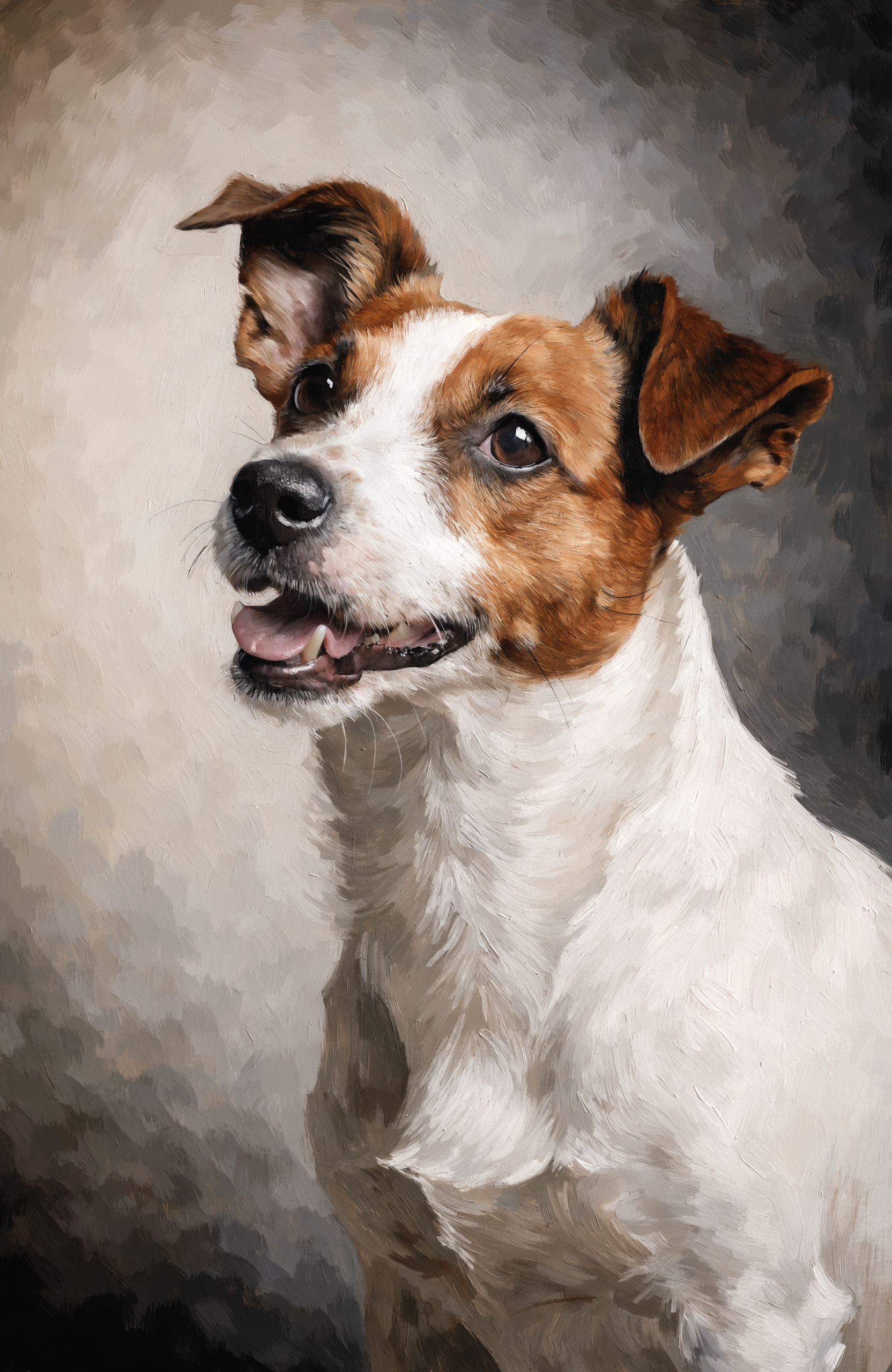 Beispiel-Portrait im Pfotengalerie-Stil — dein Tier wird nach deinem Foto gezeichnet: Jack-Russell-Poster 50×70 — Energie in Bildform