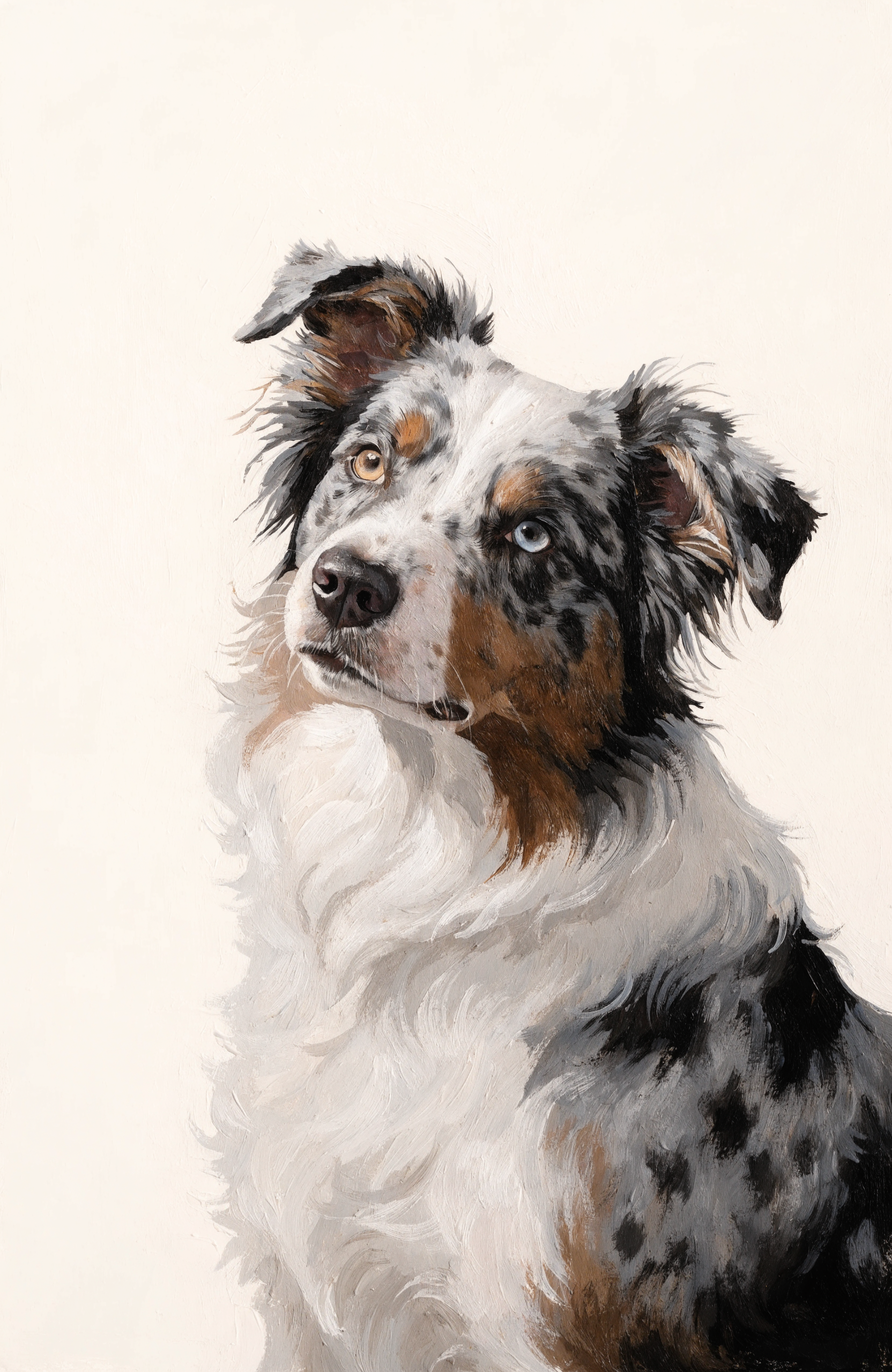 Beispiel-Portrait im Pfotengalerie-Stil — dein Tier wird nach deinem Foto gezeichnet: Australian-Shepherd-Shirt — fuer Menschen, die mithalten