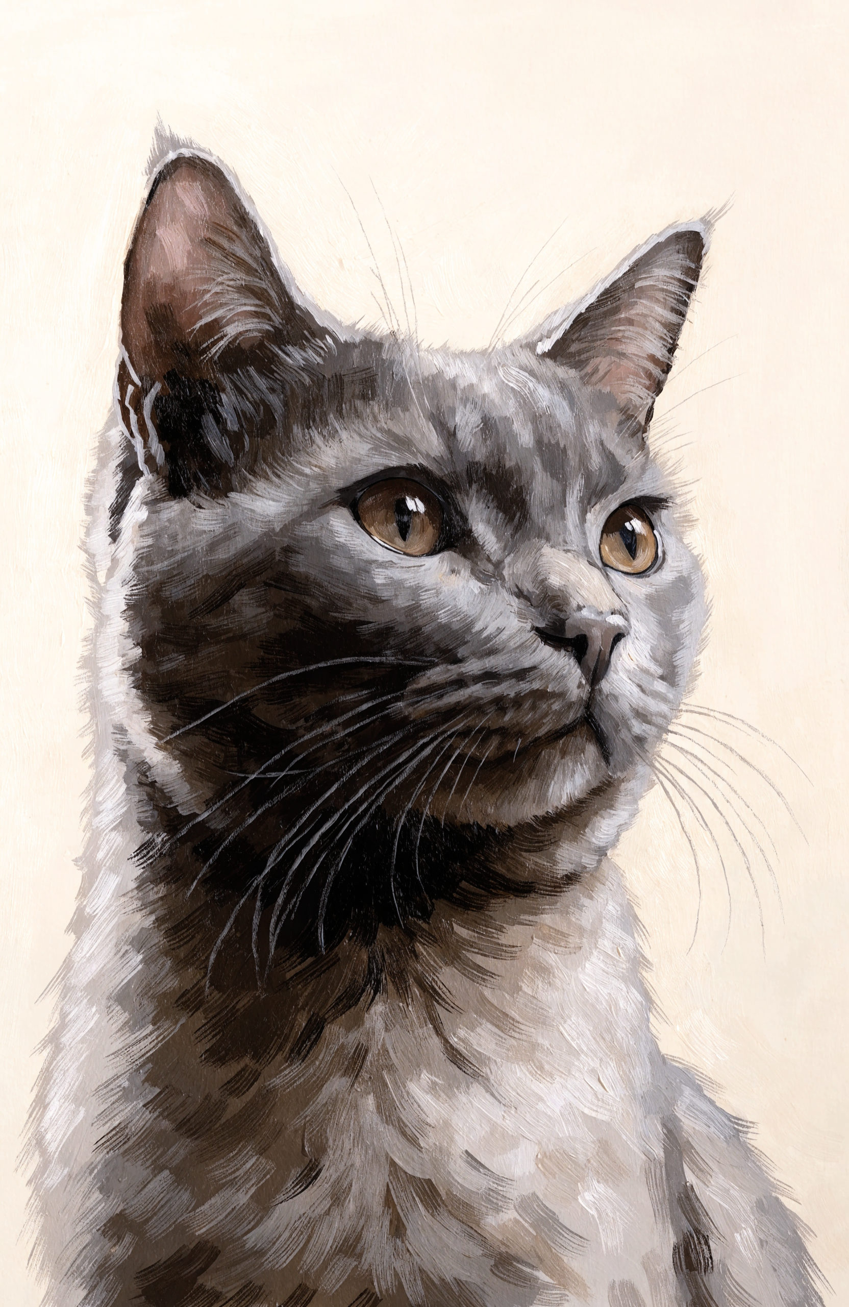 Beispiel-Portrait im Pfotengalerie-Stil — dein Tier wird nach deinem Foto gezeichnet: Königliche Katze — dein Stubentiger als Leinwand-Portrait