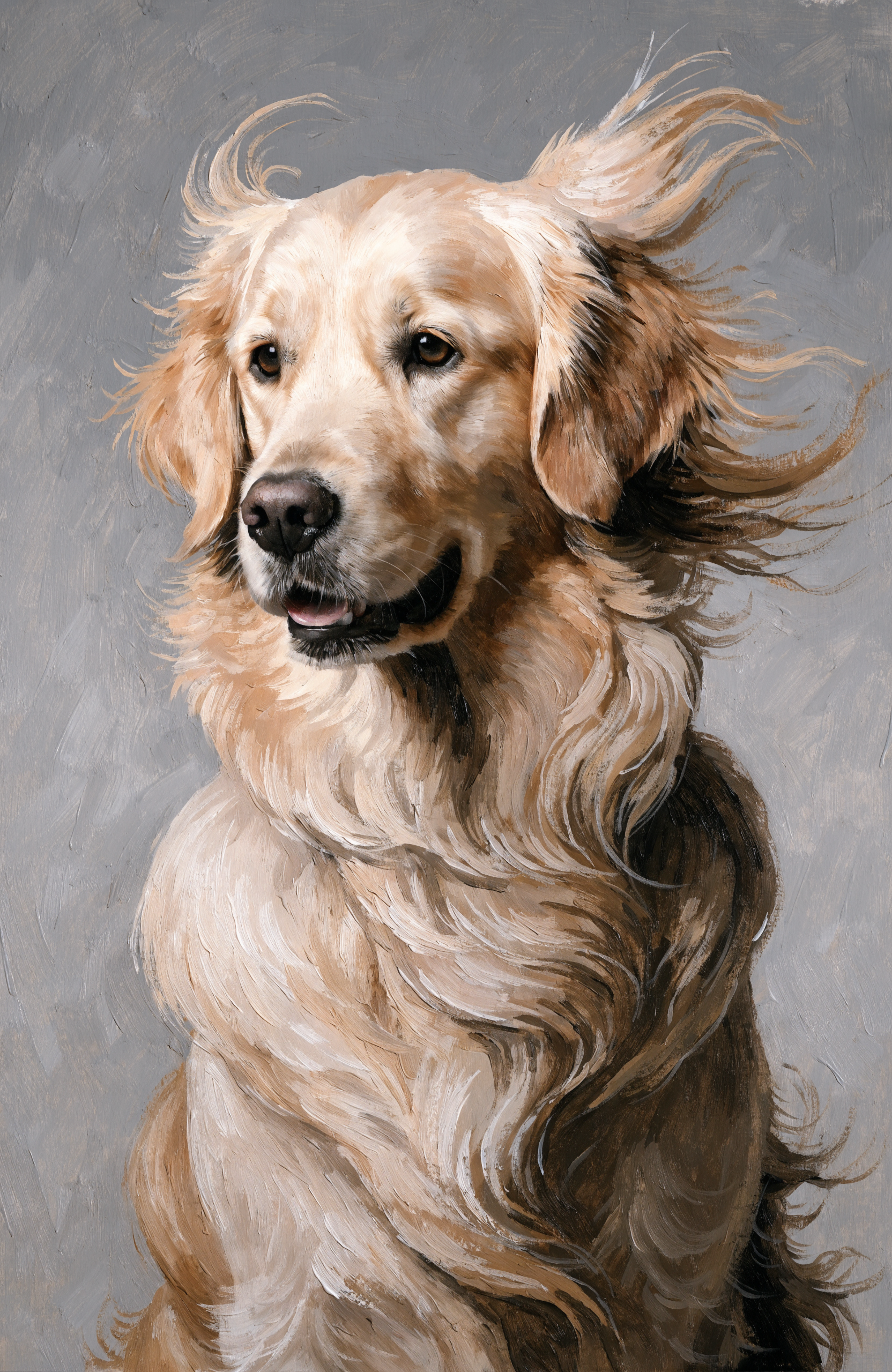 Beispiel-Portrait im Pfotengalerie-Stil — dein Tier wird nach deinem Foto gezeichnet: Golden-Retriever-Shirt — dein Hund, dein Style