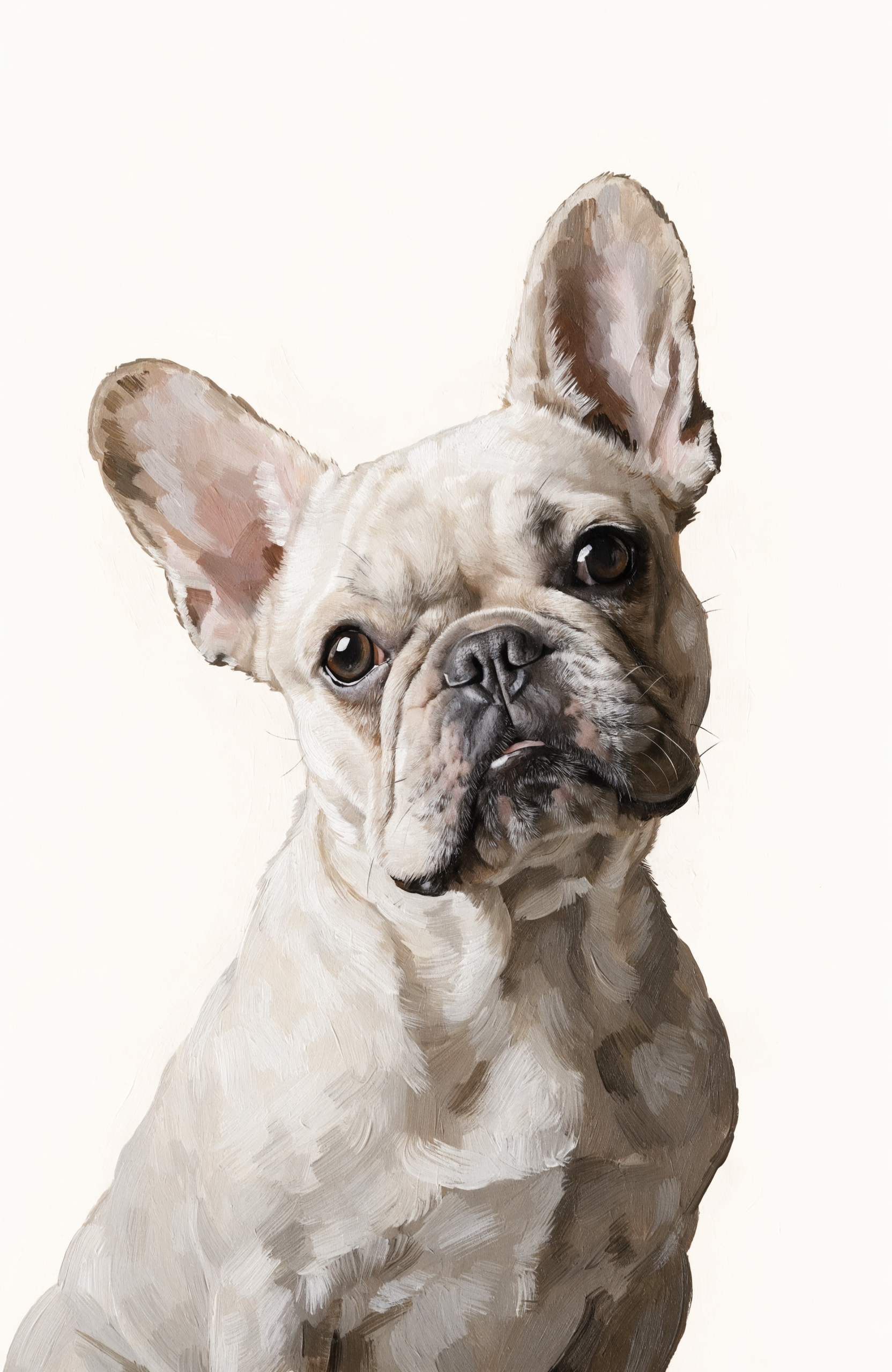 Beispiel-Portrait im Pfotengalerie-Stil — dein Tier wird nach deinem Foto gezeichnet: Franzoesische-Bulldogge-Shirt — Fledermausohren zum Anziehen
